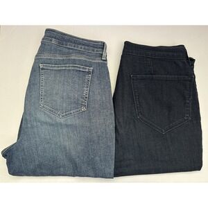 Lot of 2 NYDJ Womens Bermuda Denim Jean Shorts Briella Tummy Tuck Lift Sz 14